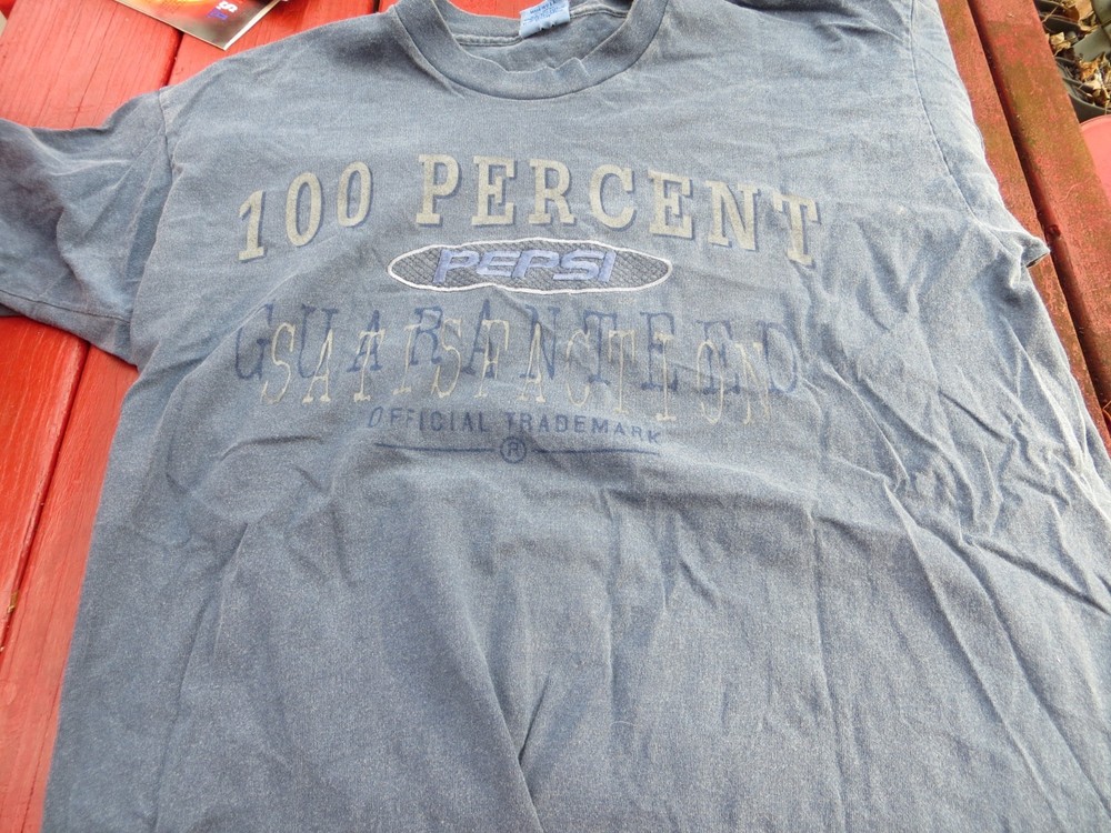Pepsi Brand 100% Satisfaction Guaranteed L/XL Large X-Large Blue T-Shirt