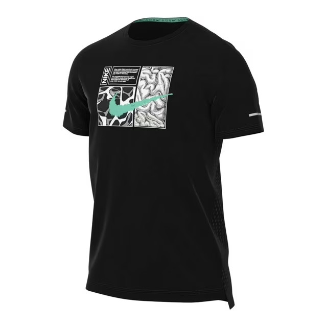 Nike Men’s Dri-FIT Miler DYE Black Short Sleeve Graphic Running Tee DQ6508-010 M