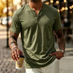 Men’s Summer Solid Color Slim Fit Cotton T-shirt Short Sleeve Casual Streetwear