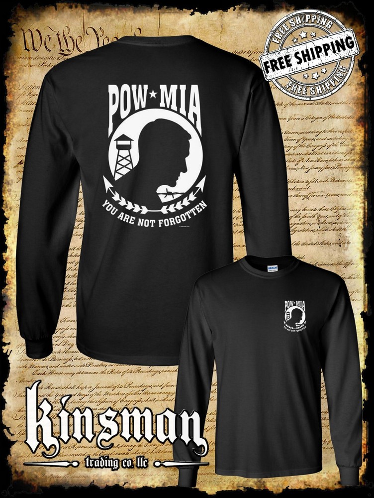 POW – MIA Double-Sided Long Sleeve T-Shirt – USA Veteran Marine Army Military