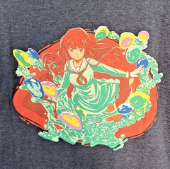Anime Japanamation Cartoon Female Character Blue Heathered T-shirt SZ L