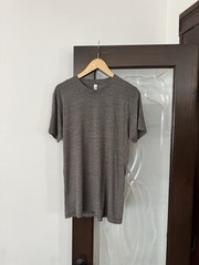 vtg y2k AMERICAN APPAREL Track shirt cotton Rayon poly Brown blank tshirt Medium