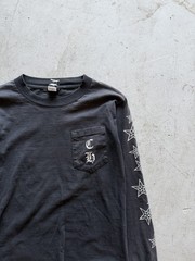 Vintage Chrome Hearts Black Long Sleeve Pocket Tee Star Graphic Print Size S