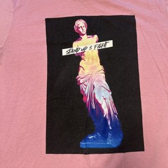 Y2K Style Forever 21 men paint T-shirt with image color pink size medium