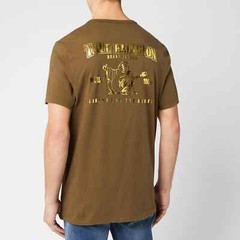 True Religion Metallic Gold Buddha T-Shirt Green Size S