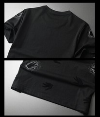 New Men Luxury Diamond Hands Rhinestones Fashion Black T-Shirt High Quality