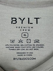 BYLT Premium Crew Shirt Mens XL Beige Short Sleeve Raglan Straight Hem Stretch