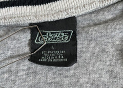 Y2K Left Coast Knit T-Shirt Adult Large Gray Striped Sleeve Cotton Knit USA Made