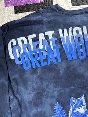 Spirit Jersey Great Wolf Lodge Men 2XL Shirt Long Sleeve Navy Tie Dye Wolf
