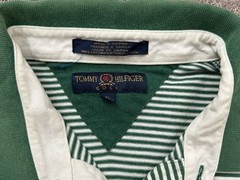 Tommy Hilfiger Golf Polo Top Green White Stripes Tennis Preppy Shirt XL XG