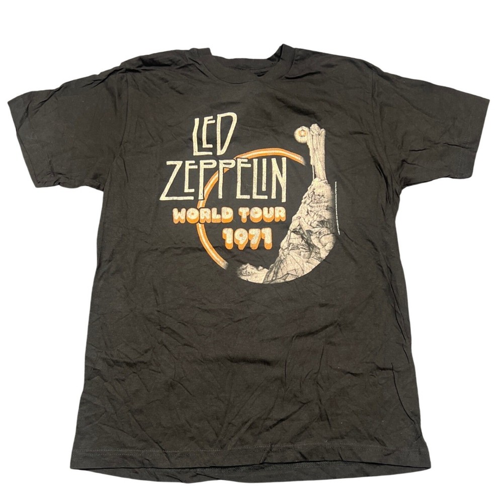 Led Zeppelin 1971 World Tour Graphic T-Shirt Black Mens Large 2007 Myth Gem L