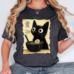 Cat Ramen T-Shirt Funny Japanese Kawaii Anime Cat Graphic Tee