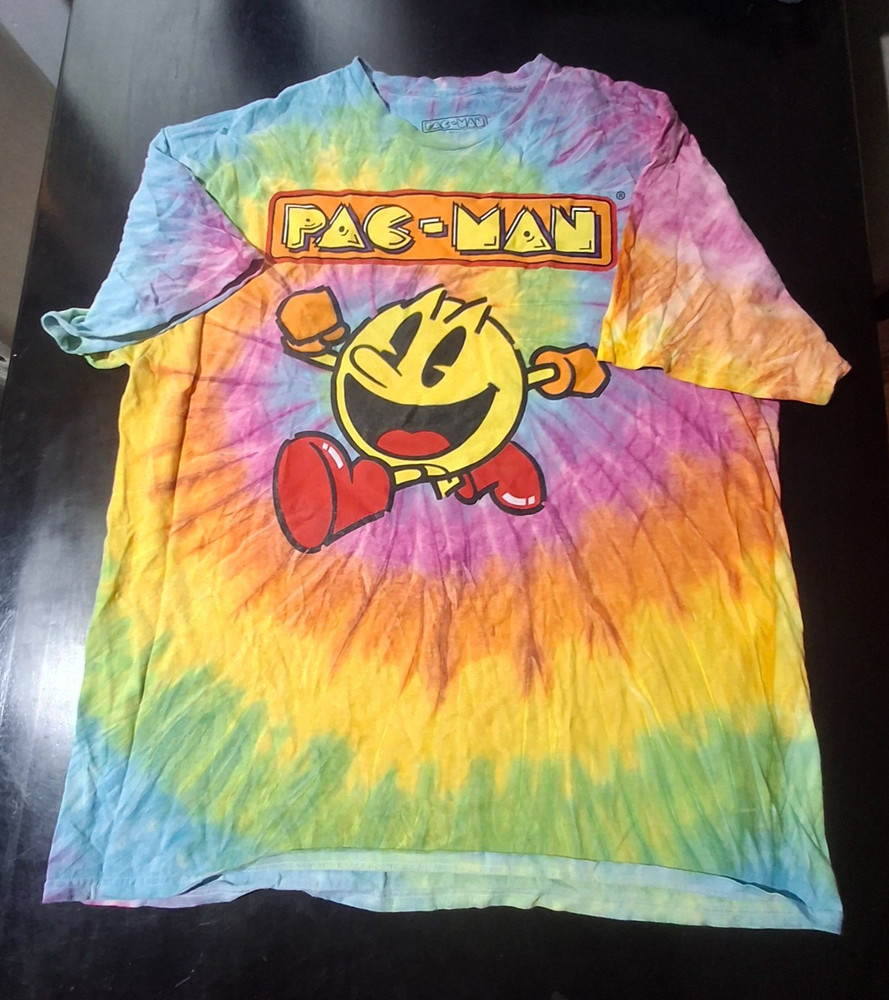PAC-MAN by Bandai Namco C-Life Group Large Tie Dye Rainbow T-Shirt Mens