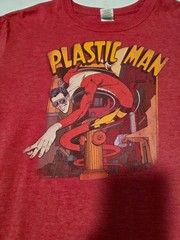 Plastic Man Distressed Red Heather Soft T-Shirt Sz Large DC Comics