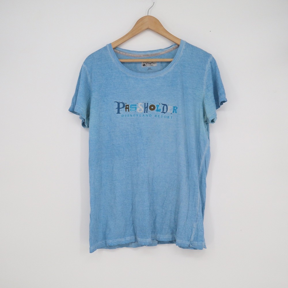 Disney Parks Disneyland Resort Passholder T-Shirt Blue Mineral Wash XXL