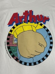 Vintage Arthur Clenched Fist Meme T Shirt 2001 PBS Marc Brown White Mens XL 97