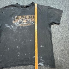 Milwaukee Wisconsin Biker Pig TShirt Sz XL Mens Black Grunge Distressed Paint