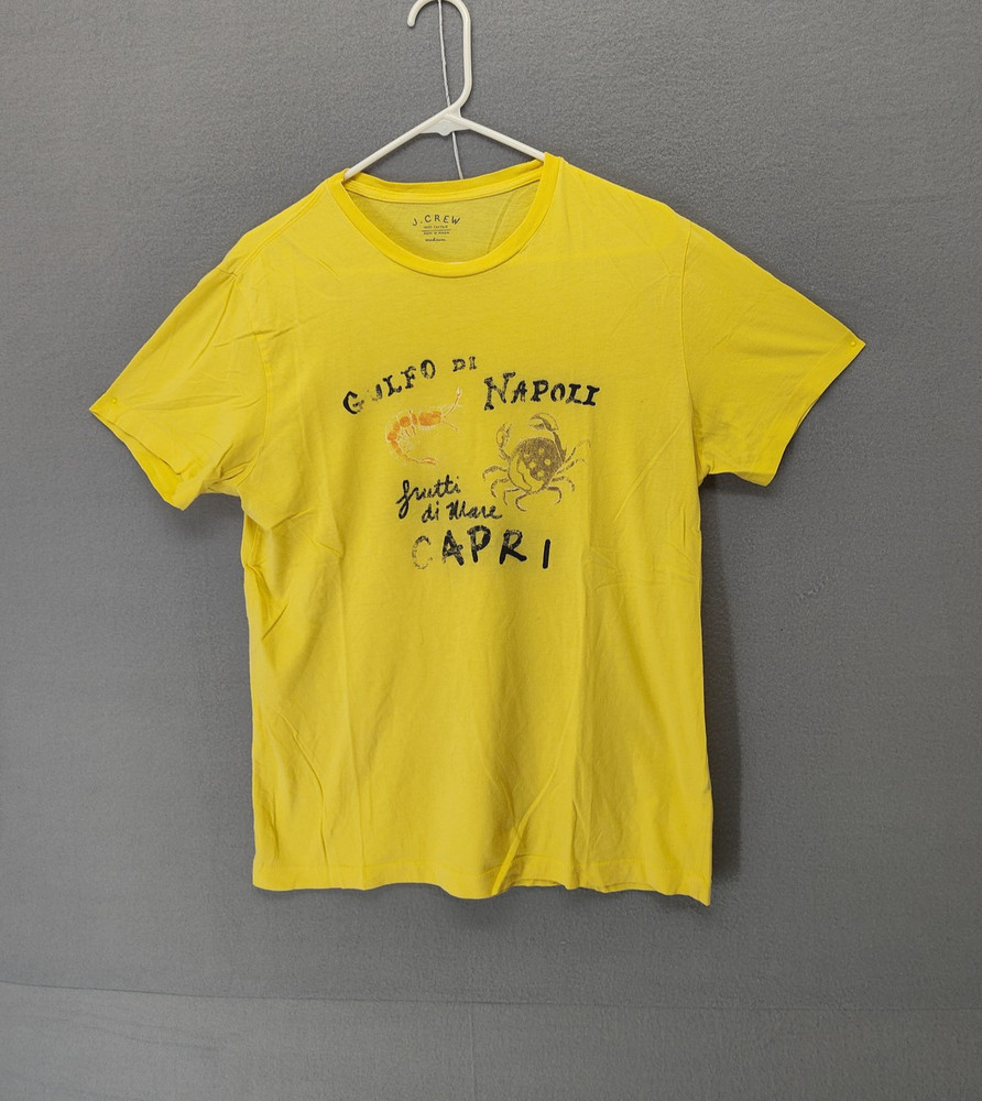 J Crew Shirt Mens Medium Yellow Golfo Di Napoli Capri Graphic Short Sleeve Tee
