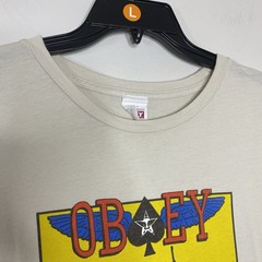 Obey Krushin Worldwide T Shirt Mens Large Fog Cream Graphic Worldwide Propaganda
