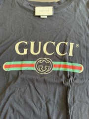 Gucci Men’s S Black Cotton Jersey Crewneck Tee Web Stripe Embroidered Logo