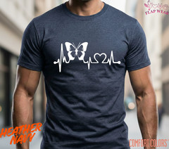 Unisex Butterfly Heartbeat Lifeline T shirt Men T shirt Women valanity Romantic