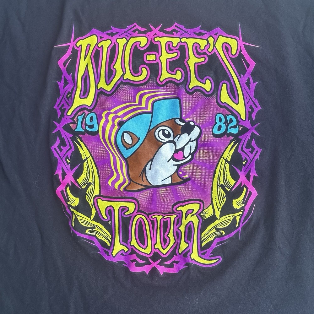 Buc-ees Tour 1982-2021 Hippie Double Sided Graphic Black T shirt Size Large