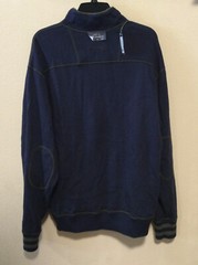 $95 DANIEL CREMIEUX Blue-Olive 1/4 Zip Cotton Sleeve Patch Reversible Sweater XL