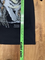 Vintage 90s Wolf Big Print Nature Tee Tshirt Single Stitch Black Mens L Canada