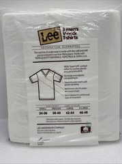 Vintage LEE V-Neck T Shirts Size XL 46/48 USA 100% Combed Cotton White NEW NOS