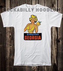 Retro Travel Tee T Shirt Pinup Girl Georgia State Gorgeous Peach Pinup