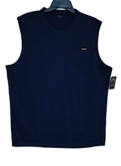 Brahma Men’s Blue Sleeveless Chest Pocket Tank Top Muscle T-Shirts Tee Large