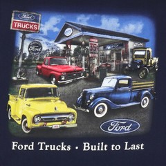Joe Blow T’s Ford Trucks Vintage Gas Service Station Men’s Blue T-Shirt