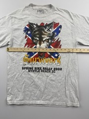 Vintage Hanes Shirt Mens Medium Gray Long Sleeve Wolf Biker Rally 2002 Tee