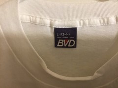 Vintage Single Stitch BVD Plain White Tee Shirt Large 100% Combed Cotton New