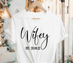 Personalised T Shirt Wifey or HubbyWife Husband Bride Groom Mr and Mrs Top Tee !