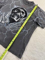 Represent Shirt Mens Medium Louder Than Hell Gray Grim Reaper Lightning Skull