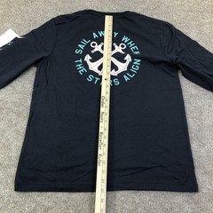 Nautica Shirt Mens Medium Blue Sailing Graphic Tee Tagless Nautical Long Sleeve