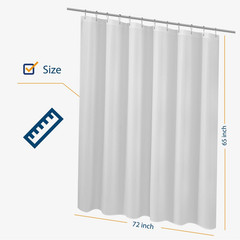 Short Fabric Shower Curtain Liner 72 X 65 Shorter Length, Hotel Quality, Washabl