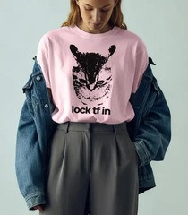 Lock TF In Cat Tshirt, Funny Gen Z Meme Shirt, Shitpost Graphic Y2k T Shirt