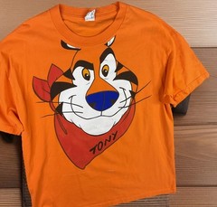 Vintage Tony the Tiger T-Shirt Men Sz XL Y2K Big Graphic Tee Orange Kelloggs