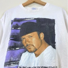 Vintage 90’s Tim McGraw Country Music Cowboy Tour Concert White Tee Shirt – L