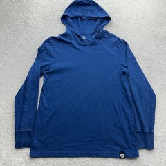 American Giant Mens Blue Long Sleeve Hooded T-Shirt Pullover Size M Made in USA