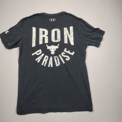 Under Armour T-Shirt Mens Large Black Project Rock Iron Paradise Graphic Cotton