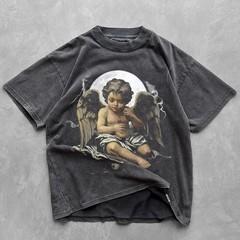 Vintage Praying Baby Angel Shirt Catholic Christian Cherub Graphic Tee