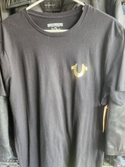 True Religion Solid Gold Buddha Tee Black S/S T-shirt Men’s Size Large NWT