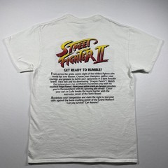 Street Fighter II Graphic T-Shirt White Retro Gaming 1991 Men’s M Double Sided