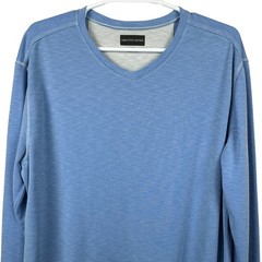 Saks Fifth Avenue Mens Pullover Long Sleeve V Neck T Shirt Blue Casual Large