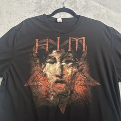 Vintage HIM Band T-Shirt Mens XL Slim Fit Heartagram Rock Emo Goth Punk RARE Y2K