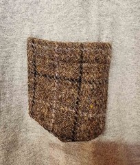 HARRIS TWEED MEN’S Gray T-SHIRT w/ Pocket (Japan Size: M / US Size: S) EXCELLENT
