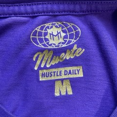 Muerte Hustle Daily Mens T-Shirt Medium Purple Chenille Angel Money Bag Graphic